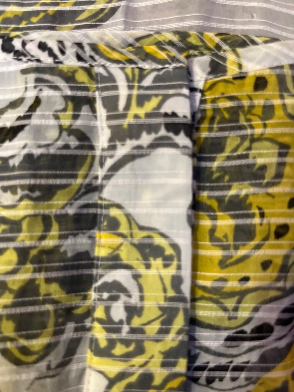 Ann Taylor Paisley Blouse Womens L Yellow Gray Sheer Used - Picture 6 of 15